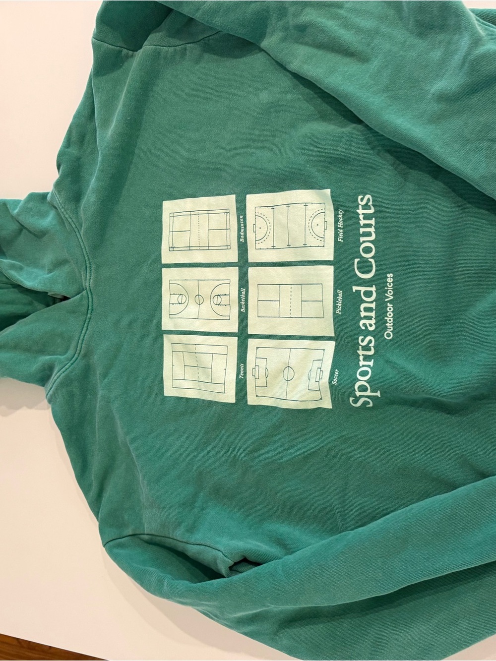 Outdoor Voices Teal Green 'Sports and Courts' Graphic Hoodie